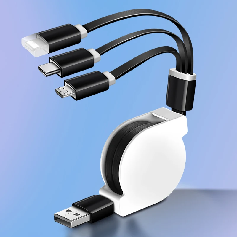 Многофункциональный usb-кабель 3 в 1, универсальный кабель для быстрой зарядки и передачи данных type-c, три в одном, телескопический usb-кабель-удлинитель