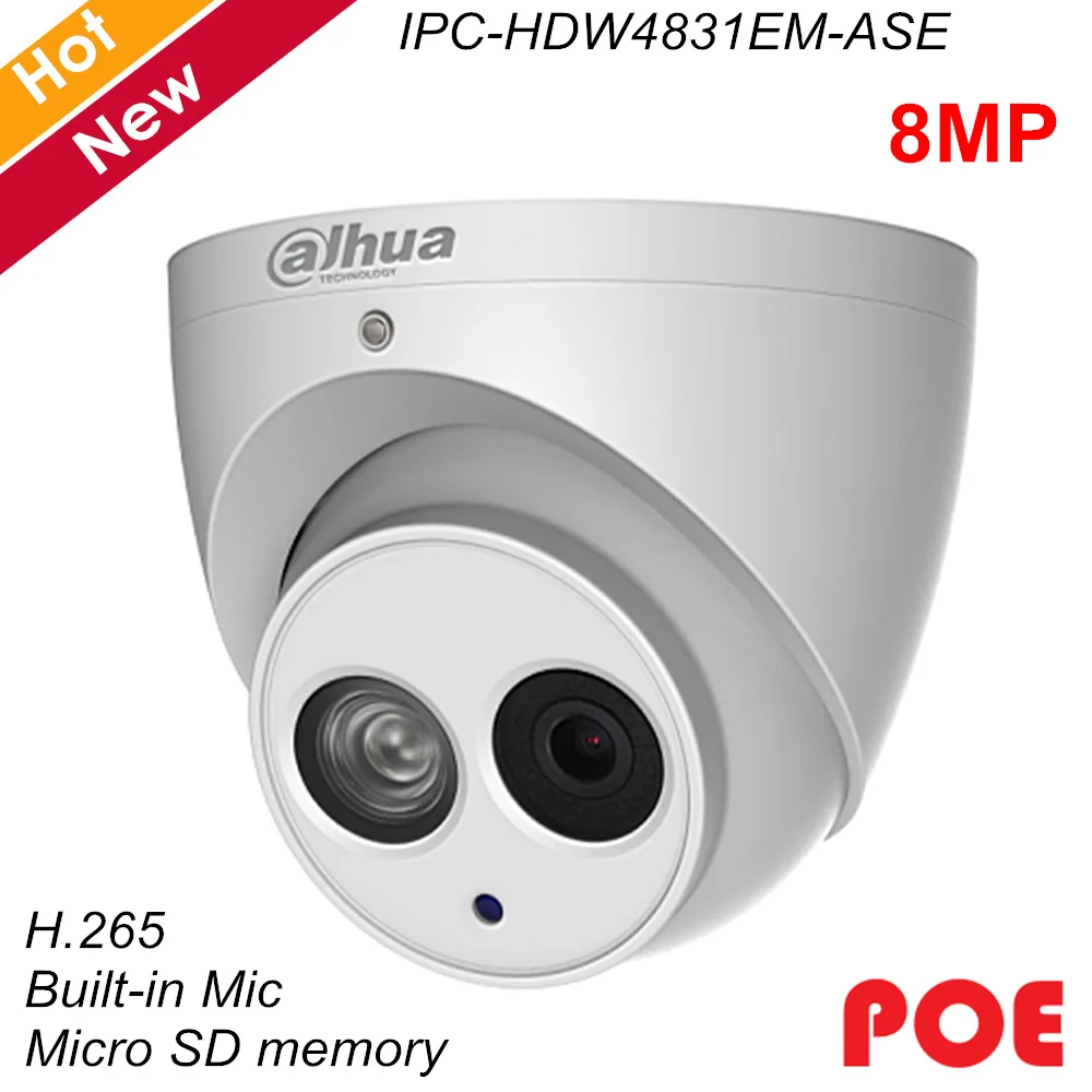 cheap Dahua H.265 Built in MIC WDR IR 50m POE 8 MP IP Camera IPC HDW4831EM ASE 128g Storage Security cam 2.8mm 4mm lens Optional