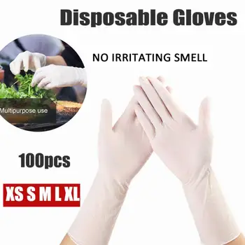 

100PCS Universal Latex Gloves Disposable White Non-Slip Acid Laboratory Rubber Latex Gloves Household Cleaning Disposable