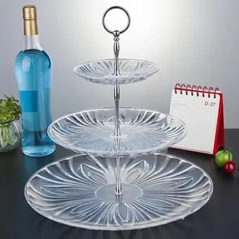 

3 Tier Plastic Cake Stand Afternoon Tea Wedding Plates Party Tableware New Bakeware Cake Shop Three Layer Cake Rack