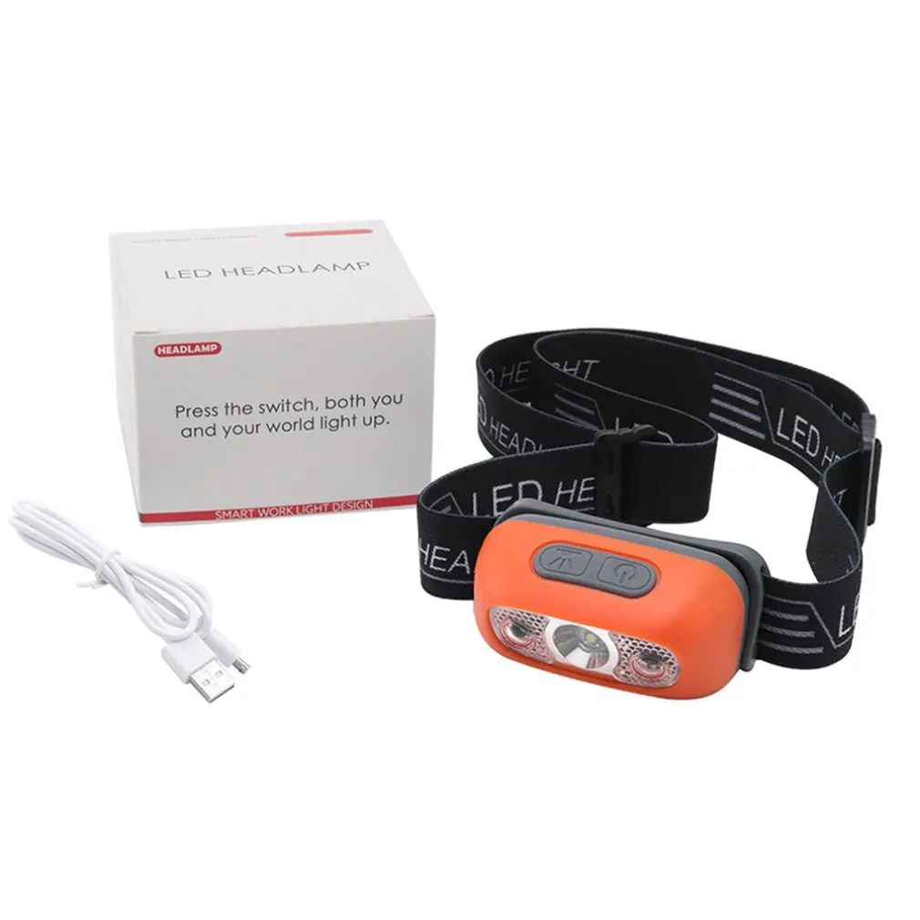 Orange Специально для индукционных фар зарядка через Usb ходовые фары наружные светодиодные блики Кемпинг рыболовные Налобные фонари - Испускаемый цвет: Orange
