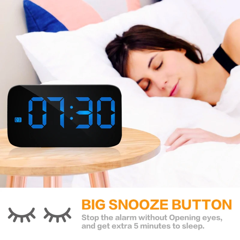 

LED Alarm Clock Digital LED Display Voice Control Electric Snooze Night Backlight Desktop Table Clocks Watch USB Charging Cable