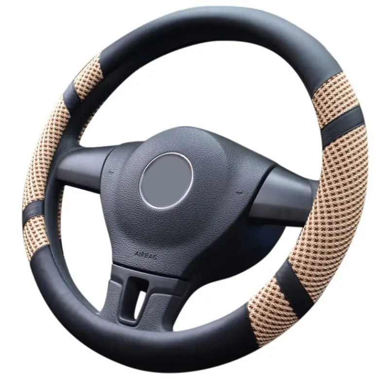 beige 40cm Универсальный чехол рулевого колеса автомобиля гладкой дышащей микрофибры кожи теплый зимой и прохладой летом автомобильные аксессуары - Название цвета: beige 40cm