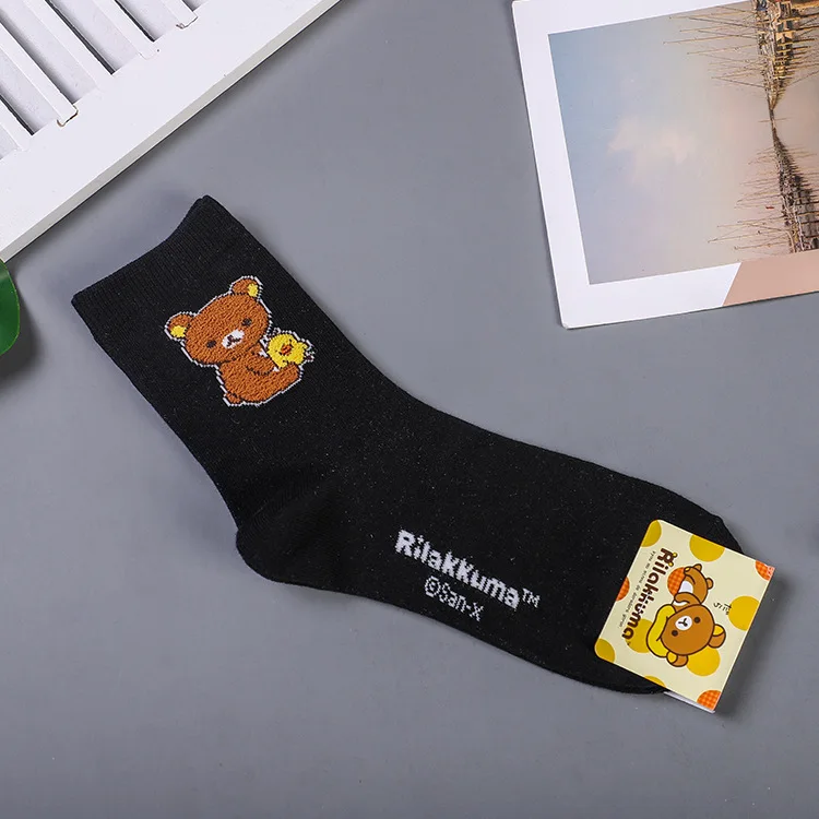 Милые женские Носки с рисунком из мультфильма «Rilakkuma», теплые хлопковые удобные корейские модные забавные носки в стиле Харадзюку, сезон осень-зима - Цвет: 4