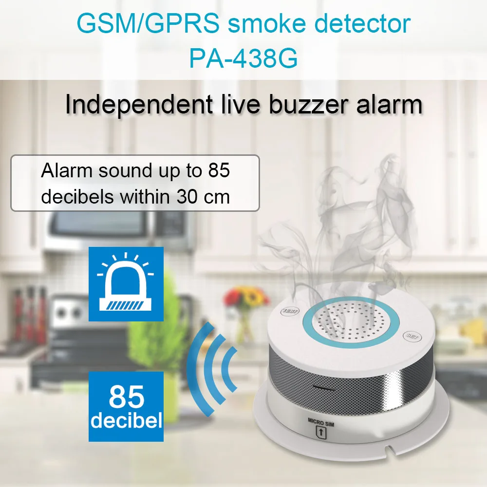 GSM/GPRS сетевая сигнализация беспроводной детектор дыма пожарный дым чувствительный детектор домашний датчик безопасности пожарное оборудование