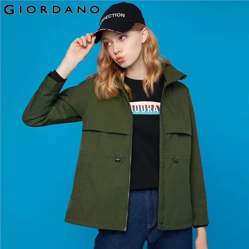 Giordano женская ветровка с капюшоном из натурального хлопка, выполнена в нескольких цветах
