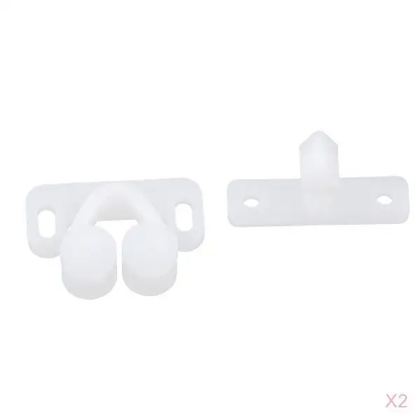 2xWhite Spring Loaded Twin Roller Catch Cupboard Door Latch For Caravan Boat