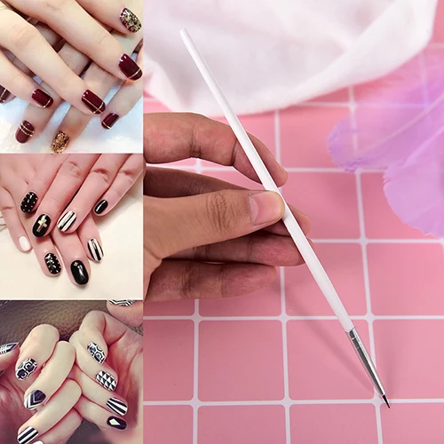 

AACAR 1pc Nail Liner Brush Silver Handle Drawing Painting Pen Brushes Manicure Nail Art Tool