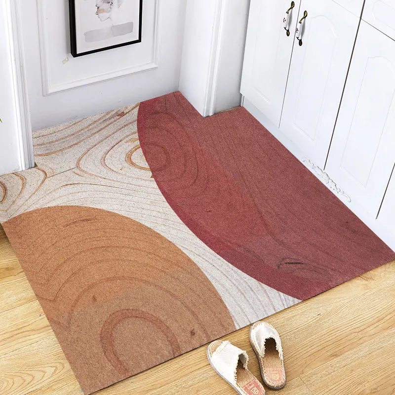 

Nordic Entrance Door PVC Wood Grain Mat Geometry Anti-slip Dust-proof Home Floor Mats Living Room Bedroom Welcome Mat