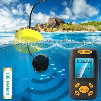 

Portable Sonar White Waterproof Fish Finder Lcd Monitor Sonar Sounder Alarm Fishfinder 1.3 Feet To 328 Feet Echo New S23