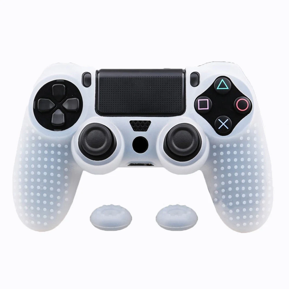 ZOMTOP Противоскользящий силиконовый чехол для sony playstation Dualshock 4 PS4 DS4 Pro тонкий контроллер и ручка - Цвет: Clear