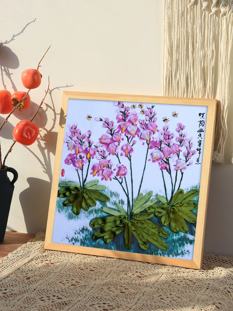 Orchid Flowers DIY Cross Stitch Kit Handmade Needlework Embroidery Set Home Decor