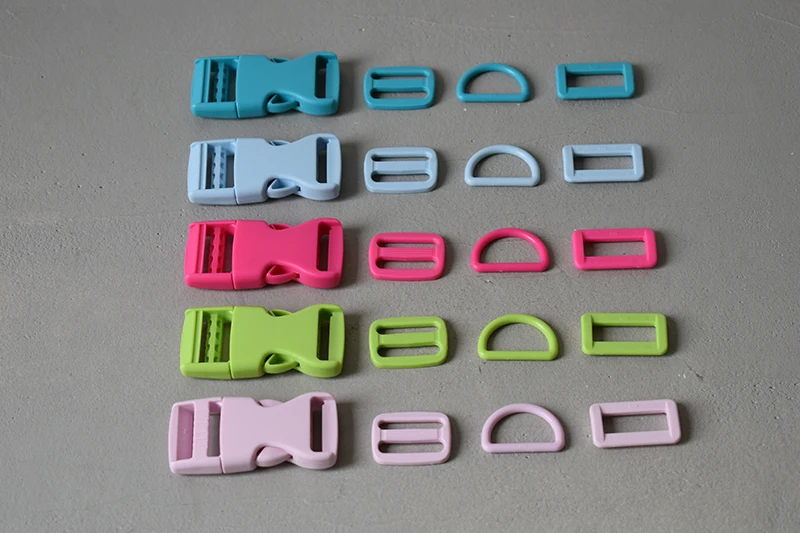 50 sets strong plastic side release buckle belt buckle D rings 25mm clip clasp straps bag luggage DIY dog cat collar accessories