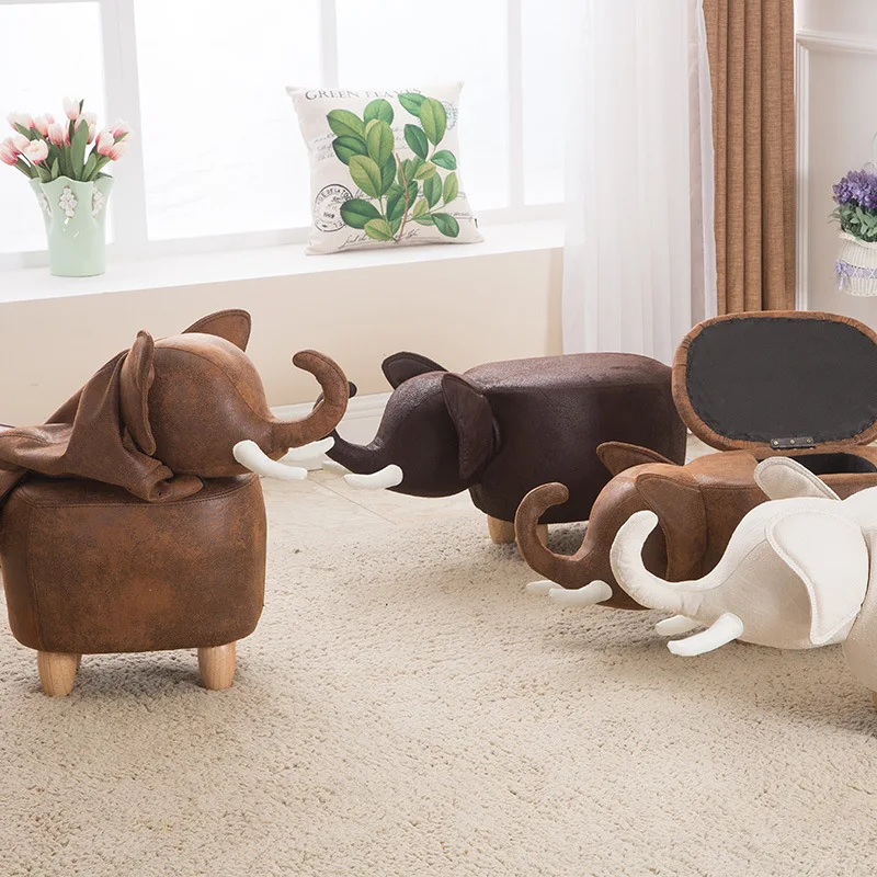 Деревянный стул в виде слона для ног креативный детей хранения с милыми