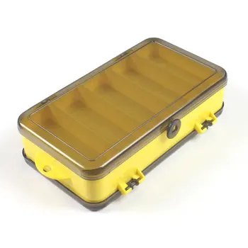 

Double Side yellow Fishing Lure Box for Minnow Shrimp Bait Metal Spoon Lures Storage Multi-function Fishing Tackle Box