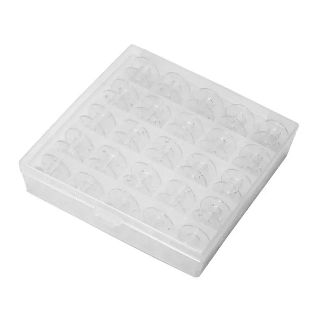 

2017 New Arrival Transparent Clear Storage Empty Box 25 Grids Sewing Machine Thread Organizer with 25 Bobbins Tools