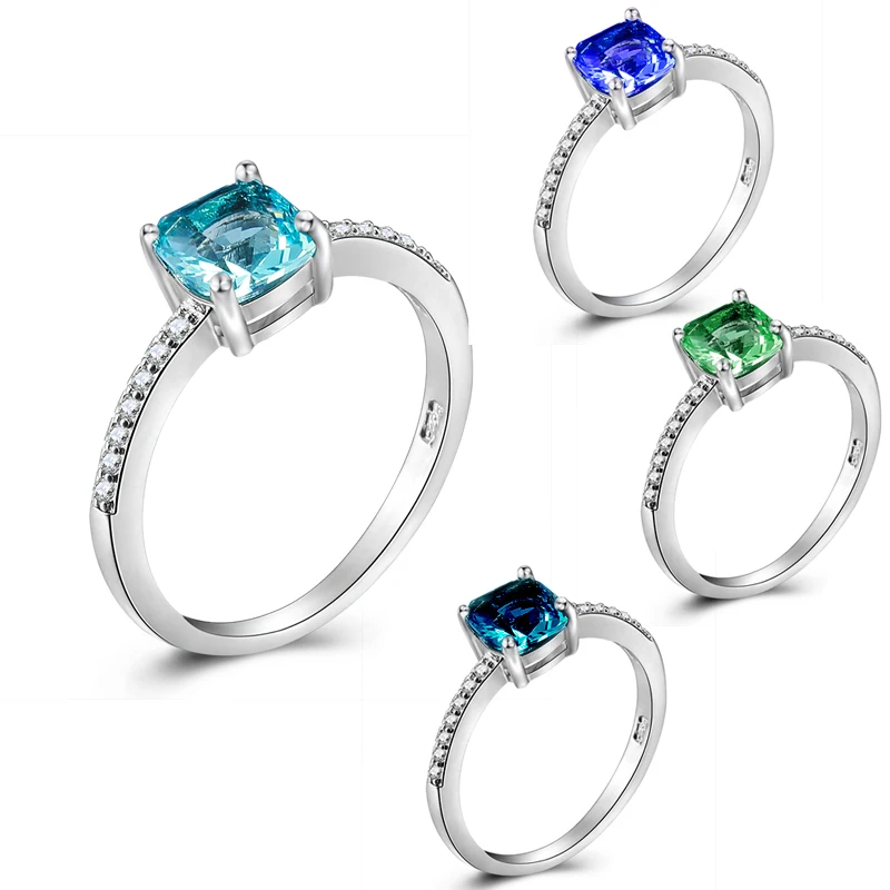 Женские обручальные кольца AMORUI с квадратным цирконием свадебные натуральным