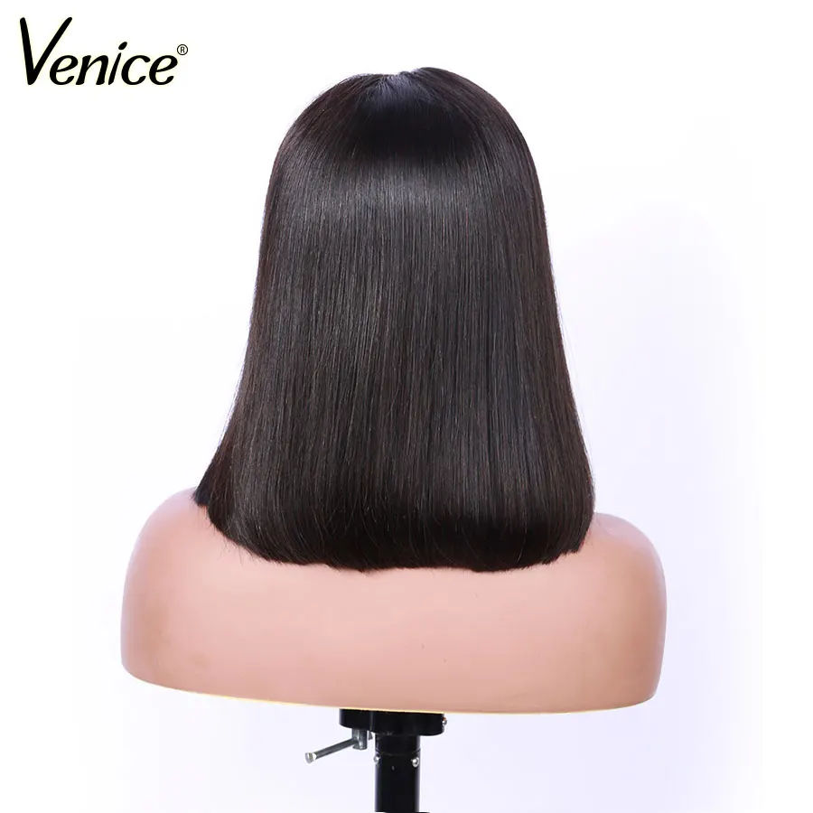 Венецианские 360 кружевных фронтальных париков для черных женщин короткие человеческие волосы боб парики с детскими волосами 4,5 дюймов парик шнурка 180% прямые волосы remy