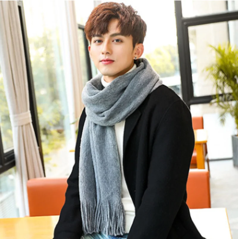 BEST QUALITY  2020 New Style Men's Scarves Winter Trend Simple Couple Warm Foulard Femme Solid Wool Student Fashi