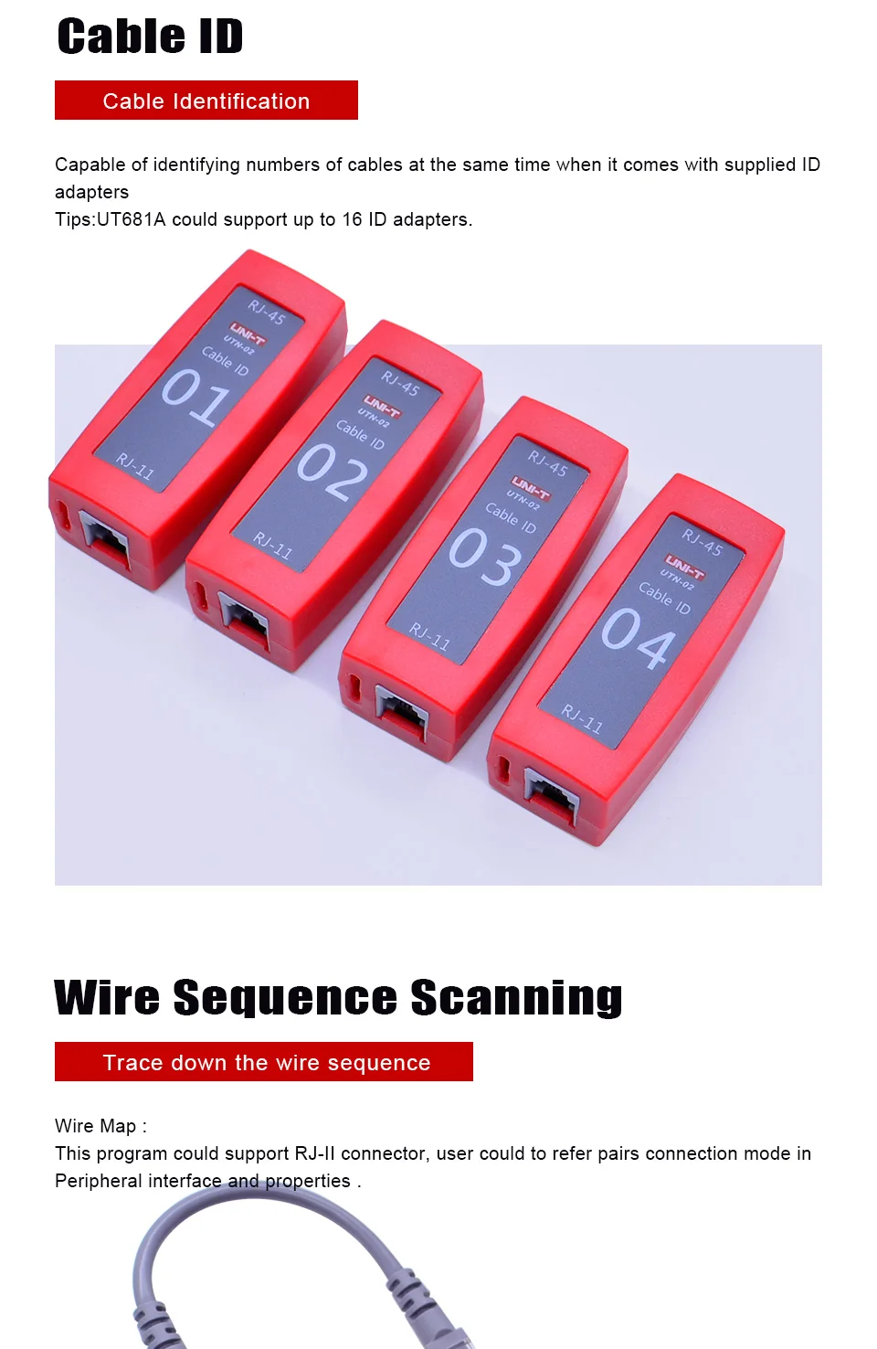 UNI-T UT681A Многофункциональный тестер сетевого кабеля RJ45 RJ11 ЖК-тестер длины кабеля тестер точки останова с 4 шт. пультами