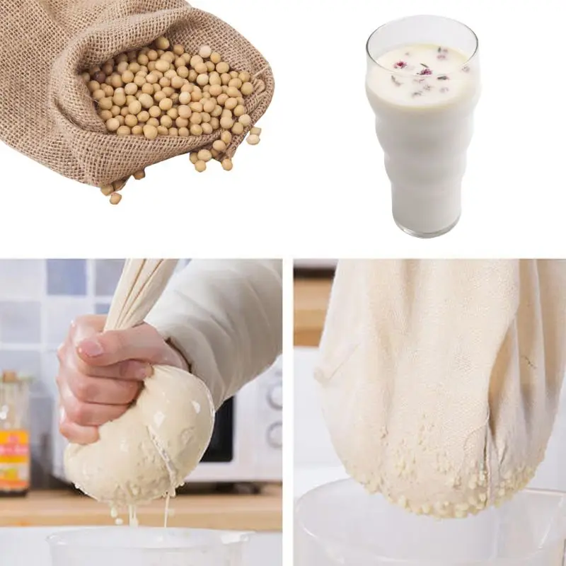 Reusable Nylon Nut Milk Bag Drawstring Fine Mesh Cheesecloth Filter Bag Food Strainer for Soy Tea Cold Brew Coffee Fruit Juice