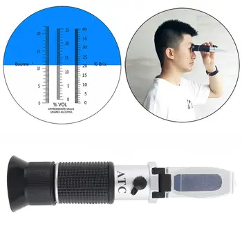 

Hand Held 3In1 0-25%Vol 0-40%Brix Adjustable Grape & Alcohol Refractometer with Pipet Mini Screw Driver Support Manual Focusing