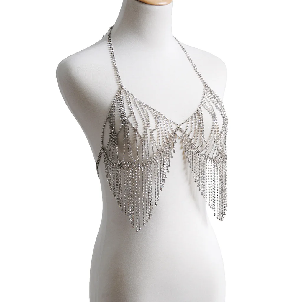 Verano playa moda strass sujetador cadena пикантные arnés бикини sujetadores borla; сезон осень cadena mujer joyería señora Cadena de diamantes de