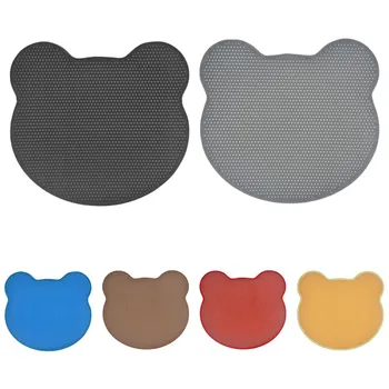 

Cat Litter Mat Kitten Toilet Cute Bear Head Cat Litter Trapper Mat For Cat Nest Cage Easy To Clean Double Layer Kitten Bed