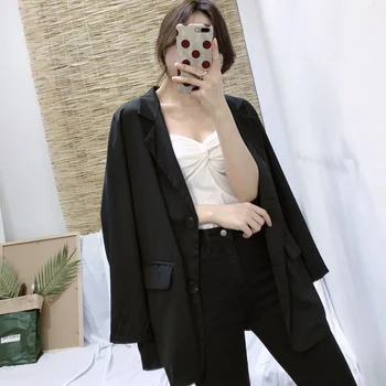 

Women Elegant Blazer Korean Outerwear Pocket Office Spring Loose Casual Suit Coat Jacket Women blazers Female
