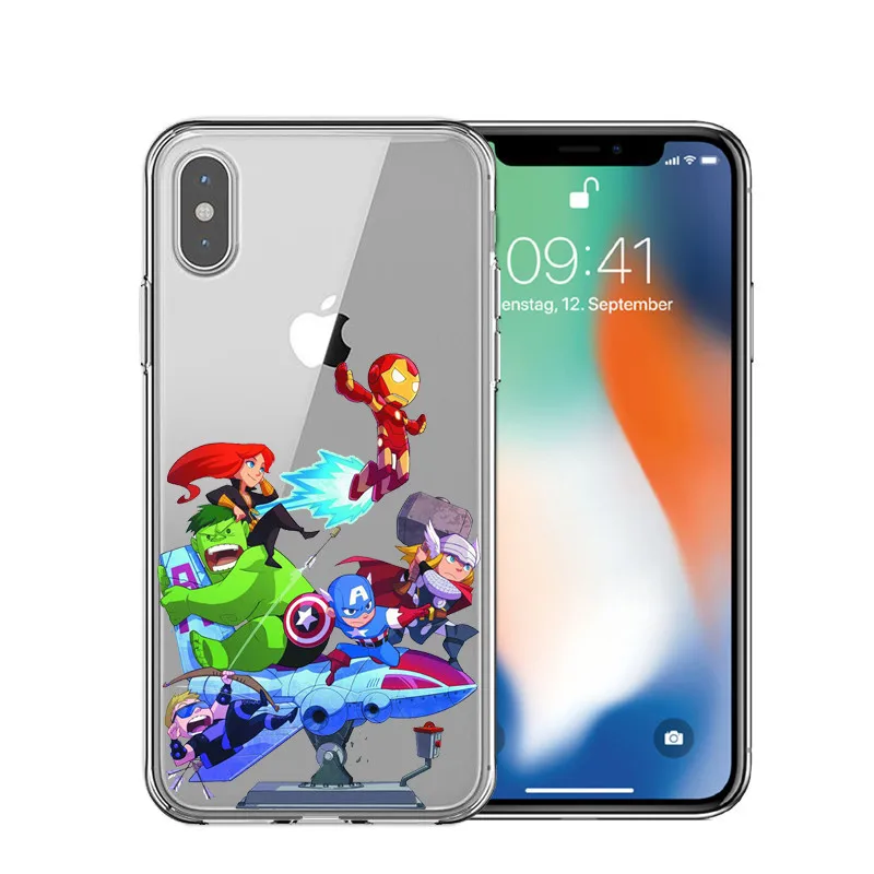 Чехол Marvel Avengers для iPhone XS Max XR X 7 8 6 Plus 5 Super Homem De Ferro Do Homem Мстители Endgame Casos de telefone Coque - Цвет: TPU