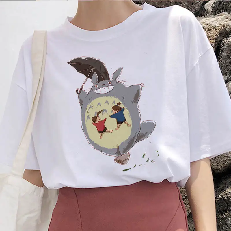 New totoro Spirited Away Studio Ghibli femme t shirt Japanese women ulzzang tshirt Anime Miyazaki Hayao female t-shirt harajuku