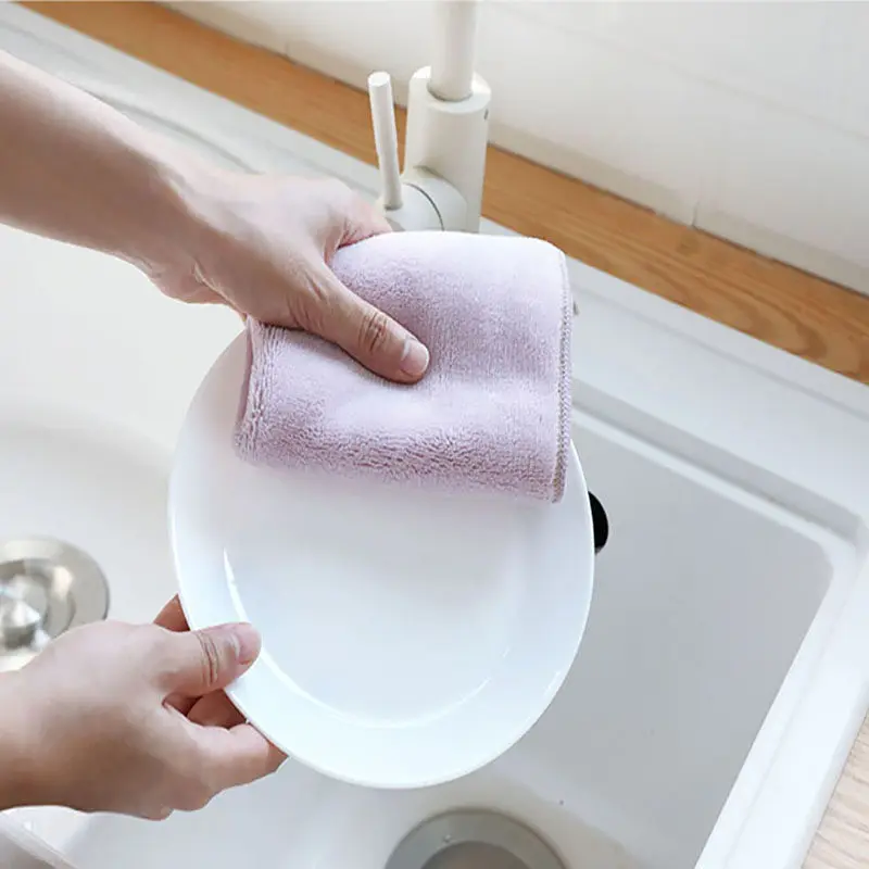New 3Pcs Micro Fiber Cloth Clean Double-sided Water-absorbent Dishcloth Kitchen Dish Washing Cloth Rags For Kitchen Not oily