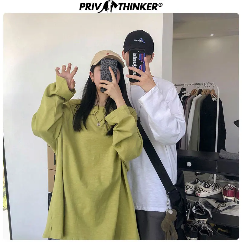 Privathinker Осенняя женская футболка большого размера, 6 цветов, с круглым вырезом, с длинным рукавом, коллаж, свободная футболка, уличная одежда, футболки, топы