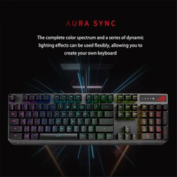 Rog scope rx com fio teclado mecânico gatilho óptico mecânico vermelho eixo rgb backlight impermeável e dustproof 104 teclas