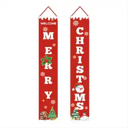 2 шт веселый яркий знак крыльца баннер дверь для рождественские украшения для дома
