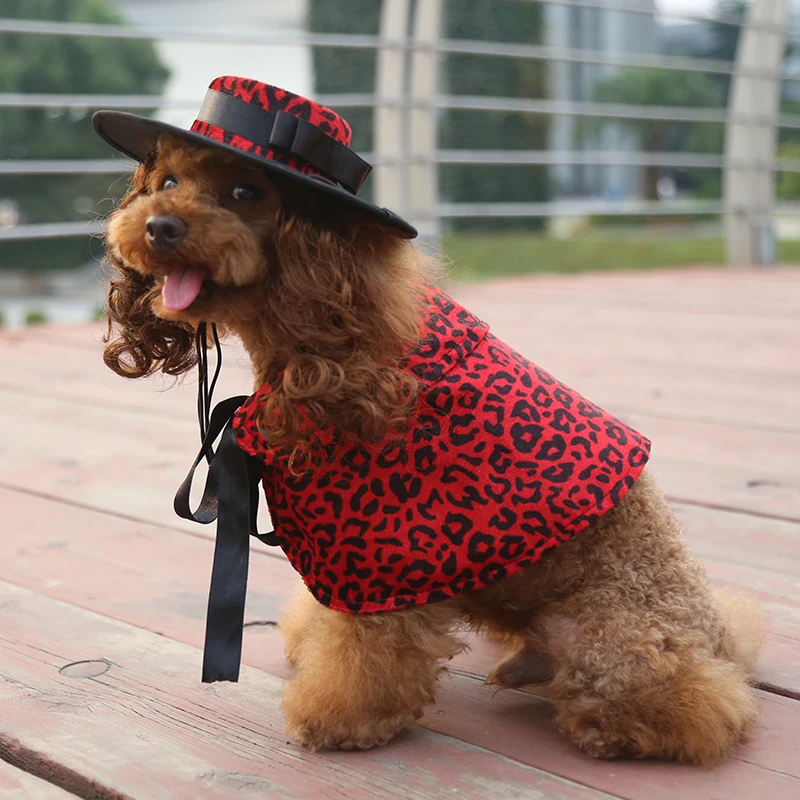 

Cute Cat Dog Costume Cosplay Cape Hat Set Funny Pet Halloween Xmas Fancy Dress Up Pet Festival Decoration Clothing Suit