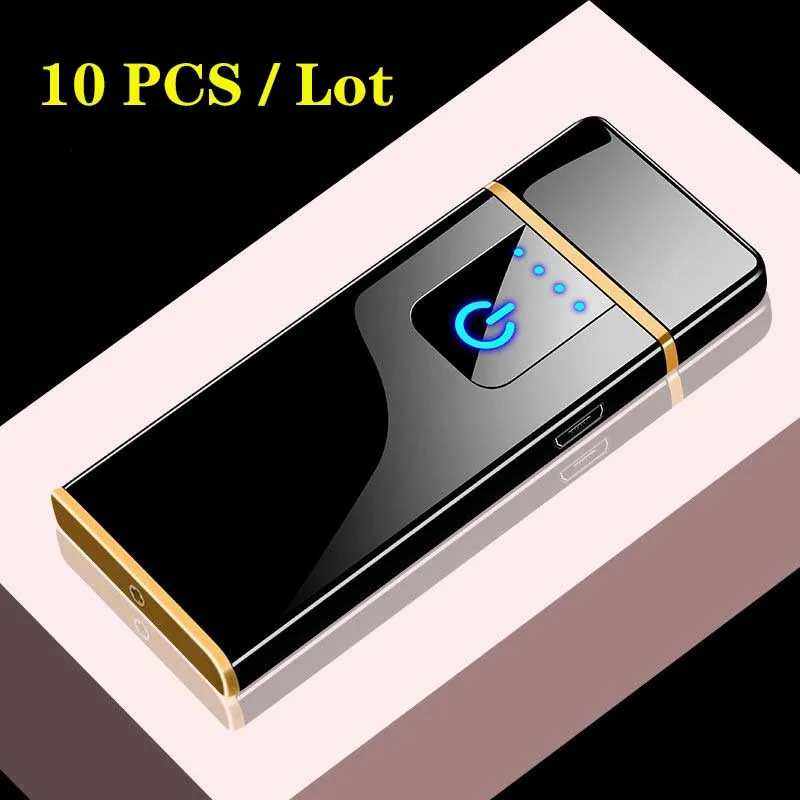 Перезаряжаемая Зажигалка USB ветрозащитная беспламенная электрическая зажигалка для сигарет сенсорная Индукционная двухсторонняя Зажигалка для сигар без газовой зажигалки