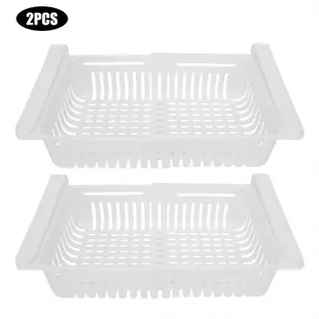 

2Pcs Drawer Type Refrigerator Storage Box Adjustable Drawer Basket Refrigerator Pull-out Drawers Fresh Spacer Layer Storage Rack