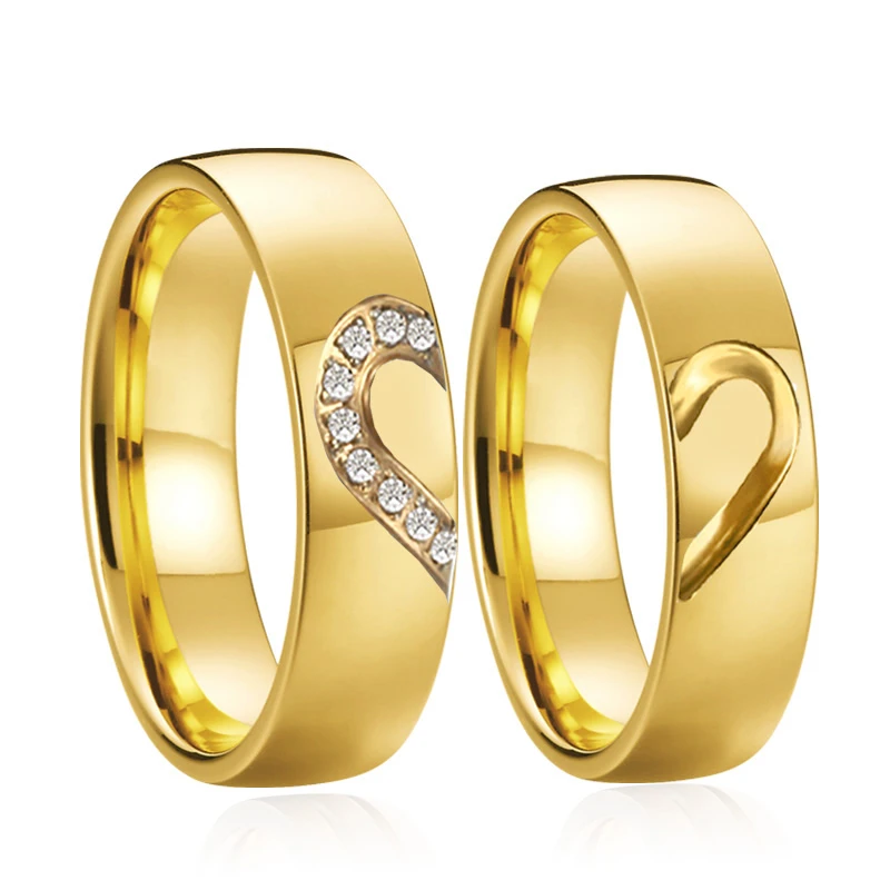 1 par de de boda en oro de 18k, conjunto de pareja para hombres y anillo de aniversario de propuesta de matrimonio|Personalizado Anillos| - AliExpress
