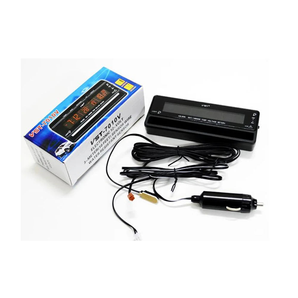 Digital Clock Temperature Meter Thermometer Car Voltage Measuring TS-7010V