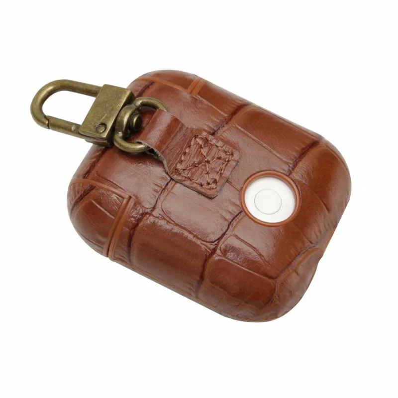 Genuine Leather Crocodile Pattern Headphone Boxes Hooks for Apple AirPods 1 2 Protective Bluetooth wireless Earphone Case