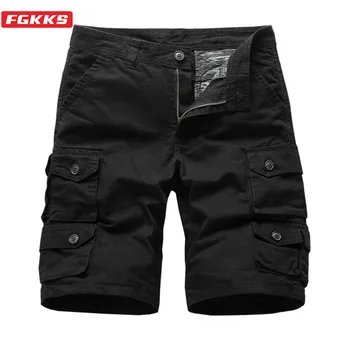 

FGKKS Men's Shorts 2020 New Fashion Brand Comfortable Shorts Men Simple Casual Multi Pocket Solid Color Shorts Male