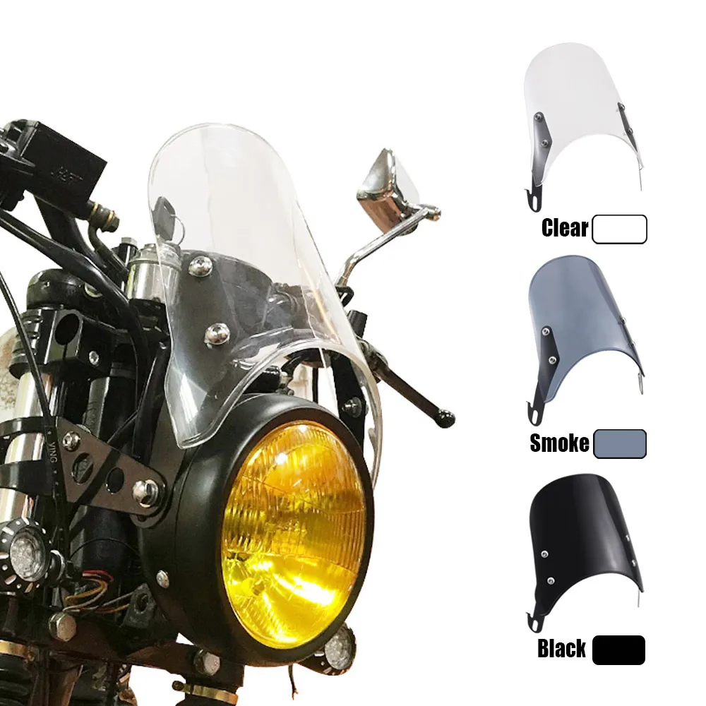 Vintage 5-7" Cafe Racer Windshield Wind Deflector Visor Screen For Yamaha Harley XL XJ Suzuki GSX Bobber Scramble Motors | Автомобили
