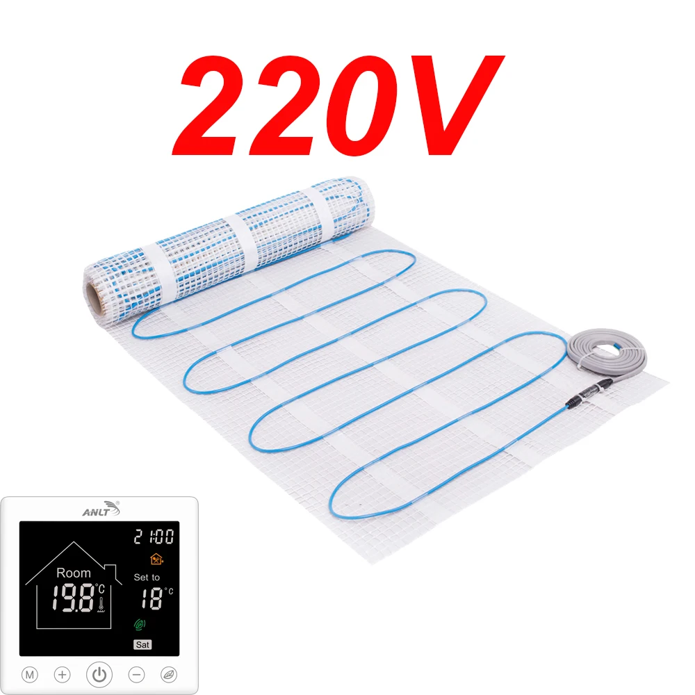220V with thermostat 3M2 коврик с подогревом пола 450 Вт для ванной комнаты 110 120 220 230 - Цвет: 220V with thermostat
