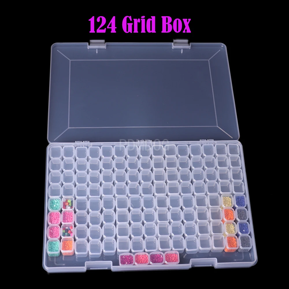 

Аксессуары для алмазной живописи 5D с сеткой 64/124, ящик для хранения, инструменты для алмазной вышивки, бусины, аптечка, многоцелевой