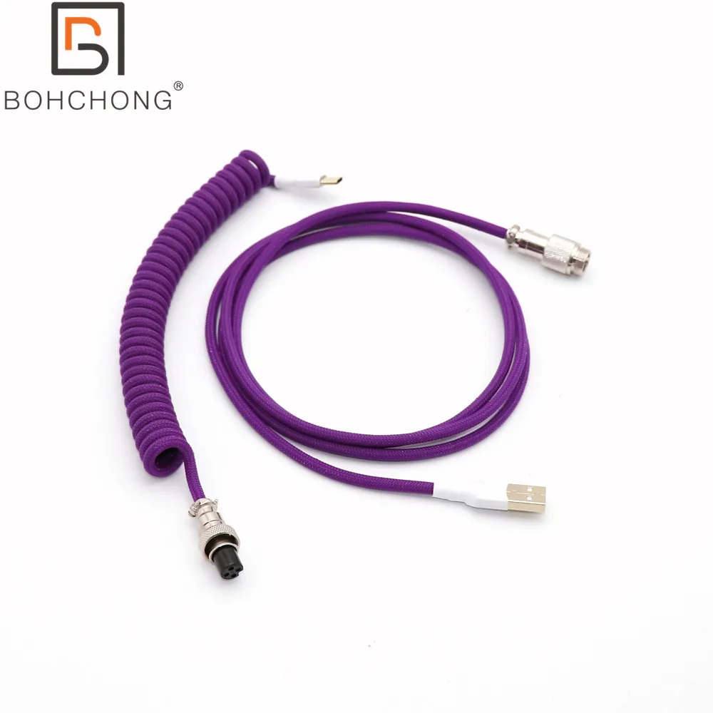 Personalizado Fazer Manga Única Pet Teclado Mecânico Bobinado Usb para tipo c Mini Micro Cabo Espiral Colorido Gx12 Aviação Scoket