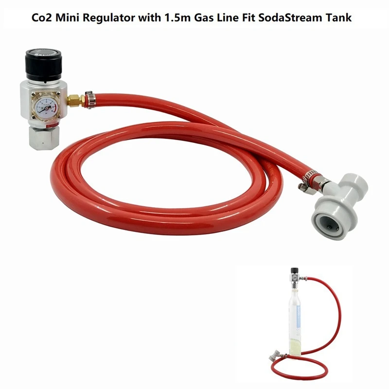5/16 Inch Gas Line Assembly- 0-60 PSI Soda Bottle CO2 Mini Gas Regulator- Draft Beer Dispensing Homemade Beer Gas Line Assembl
