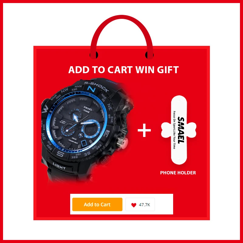 Оранжевые спортивные часы SMAEL брендовые светодиодные цифровые наручные