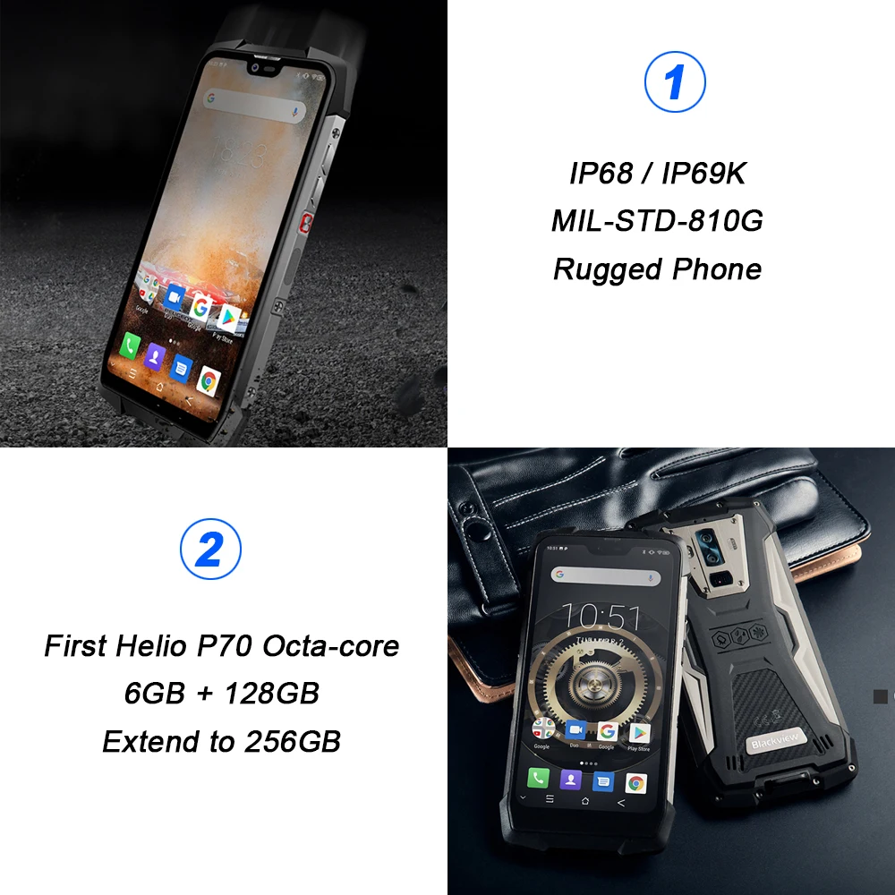 Смартфон Blackview BV9700 Pro защищенный 6 + 128 ГБ Helio P70 16 МП Android 9 0|Смартфоны| |
