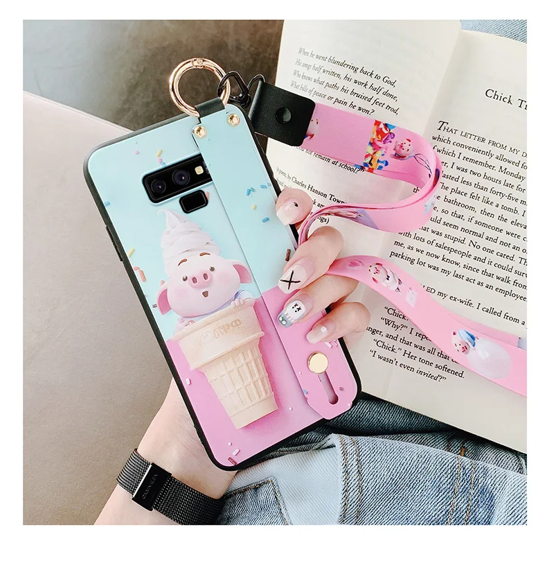 As shown in SAM S10 милый Doraemon ремешок чехол для телефона для samsung S10 plus/S9/S8 plus/Note 10 pro 8 9 мультяшная Маргаритка задняя крышка+ ремешок - Цвет: As shown in